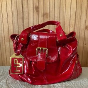 Dooney & Bourke red patent leather Hayden handbag